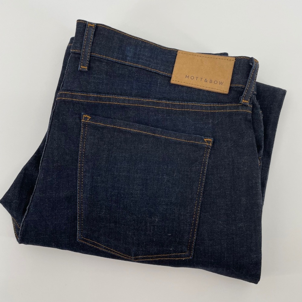 Mott & Bow Men's Mercer Straight Leg Jeans Dark Indigo Blue 38x32 Stretch Denim